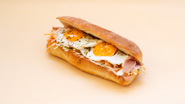 Baked Egg Eye & Bacon in Ciabatta
