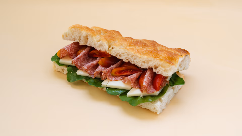 Salami Picanto with Graviera in Focaccia