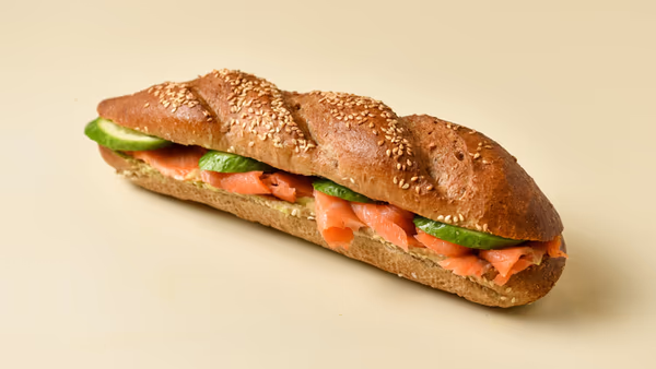 Smoked Salmon & Avocado Sauce in Whole Wheat Baguette